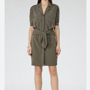 Reiss Arizona shirt dress olive green button down Short Sleeve Shirt Dress 4
